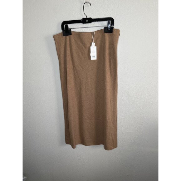 Vince Womens Tan Brushed Flannel Side Slit Midi Skirt Size 16 - Picture 2 of 5